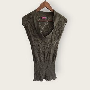 Y2K Knit Top in Olive Green True Y2k Vintage Size Med Fairy Sweater Festival